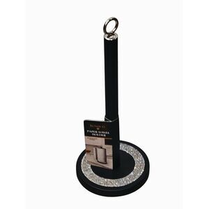 Bombay  Paper Silver Rhinestone Accent Stainless Steel Paper Towel Stand- Black